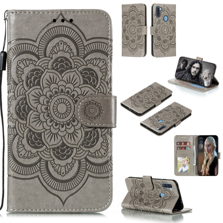 For Galaxy A11 Mandala Embossing Pattern Horizontal Flip PU Leather Case with Holder & Card Slots & Walle & Lanyard