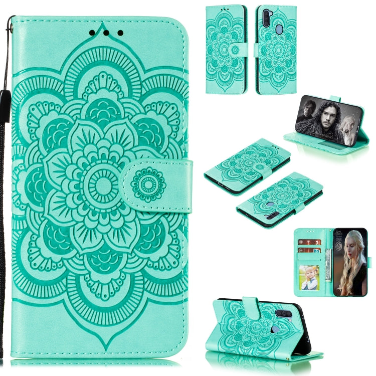 For Galaxy A11 Mandala Embossing Pattern Horizontal Flip PU Leather Case with Holder & Card Slots & Walle & Lanyard