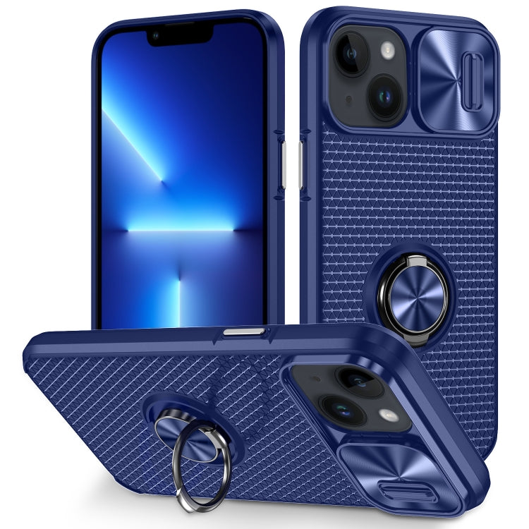 For iPhone 14 Sliding Camshield Armor Phone Case with Ring Holder