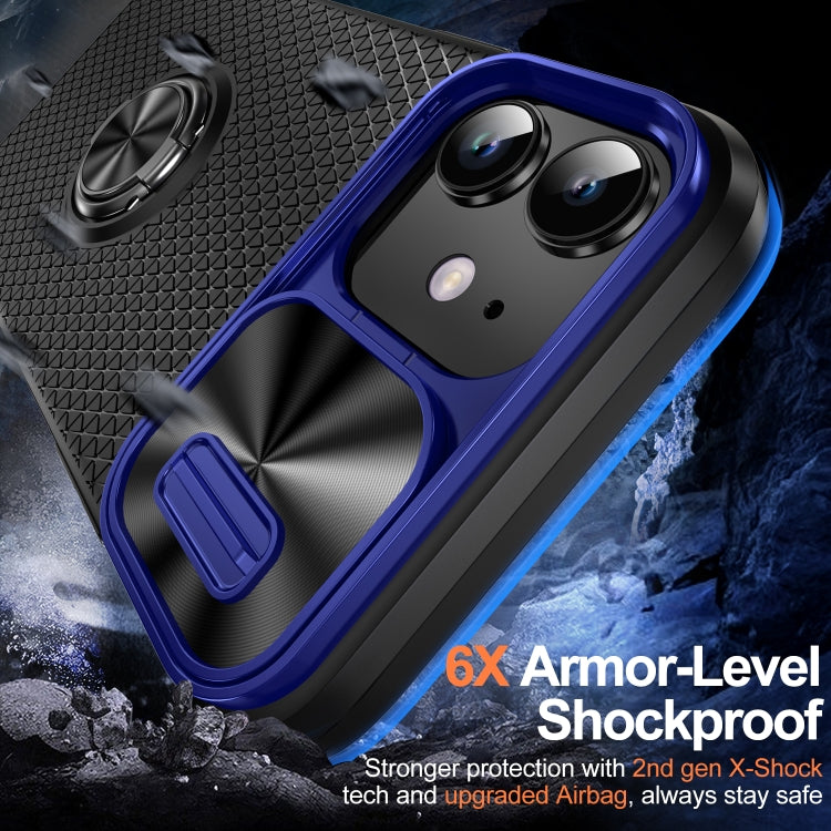 For iPhone 14 Plus Sliding Camshield Armor Phone Case with Ring Holder