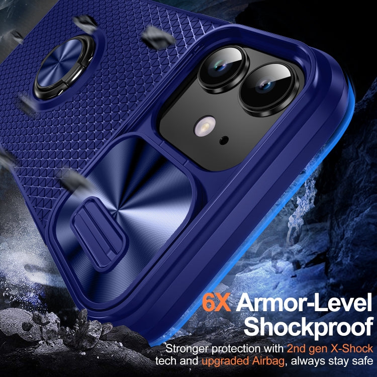For iPhone 14 Plus Sliding Camshield Armor Phone Case with Ring Holder