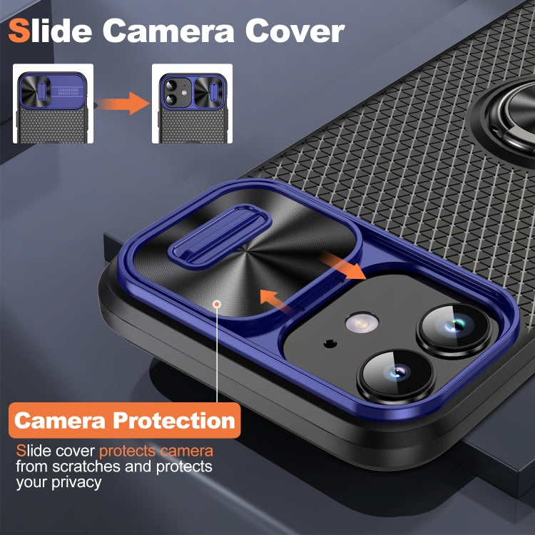For iPhone 14 Plus Sliding Camshield Armor Phone Case with Ring Holder