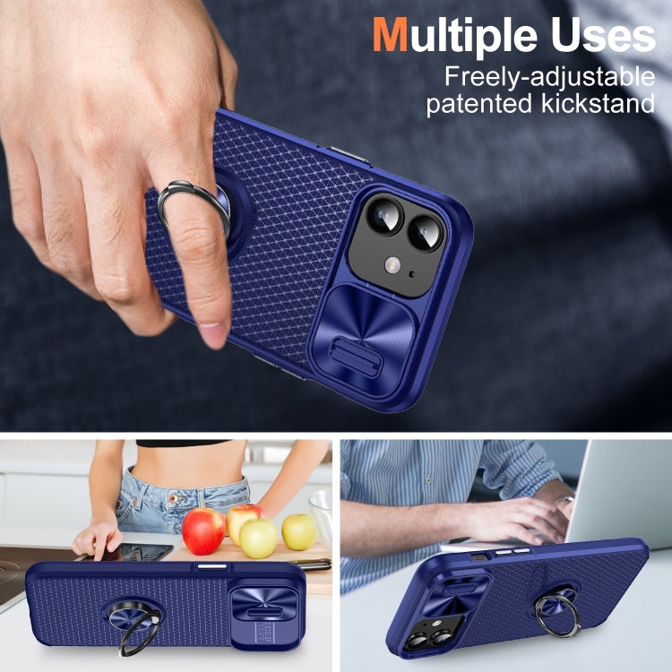 For iPhone 14 Plus Sliding Camshield Armor Phone Case with Ring Holder