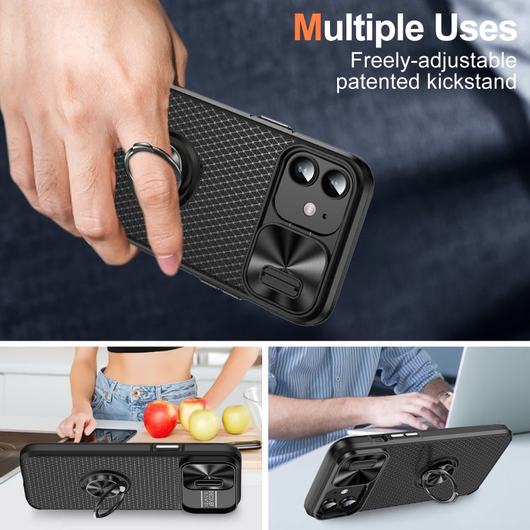 For iPhone 14 Plus Sliding Camshield Armor Phone Case with Ring Holder