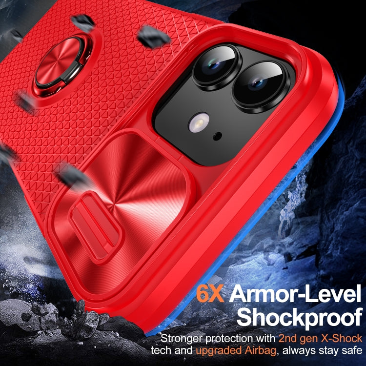 For iPhone 14 Plus Sliding Camshield Armor Phone Case with Ring Holder
