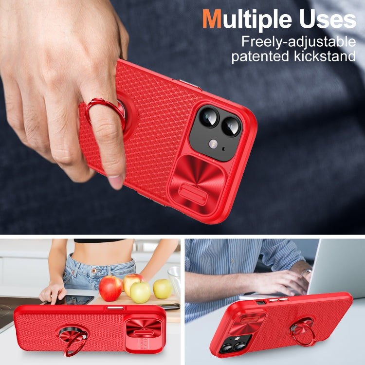 For iPhone 14 Plus Sliding Camshield Armor Phone Case with Ring Holder