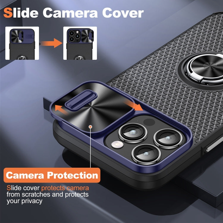 For iPhone 14 Pro Sliding Camshield Armor Phone Case with Ring Holder