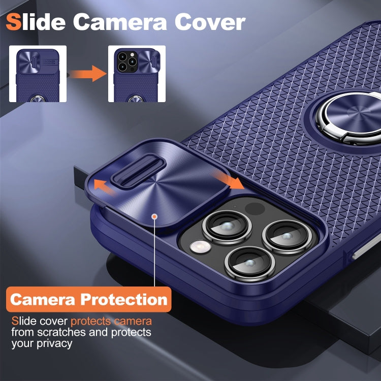 For iPhone 14 Pro Sliding Camshield Armor Phone Case with Ring Holder