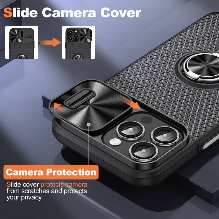 For iPhone 14 Pro Sliding Camshield Armor Phone Case with Ring Holder