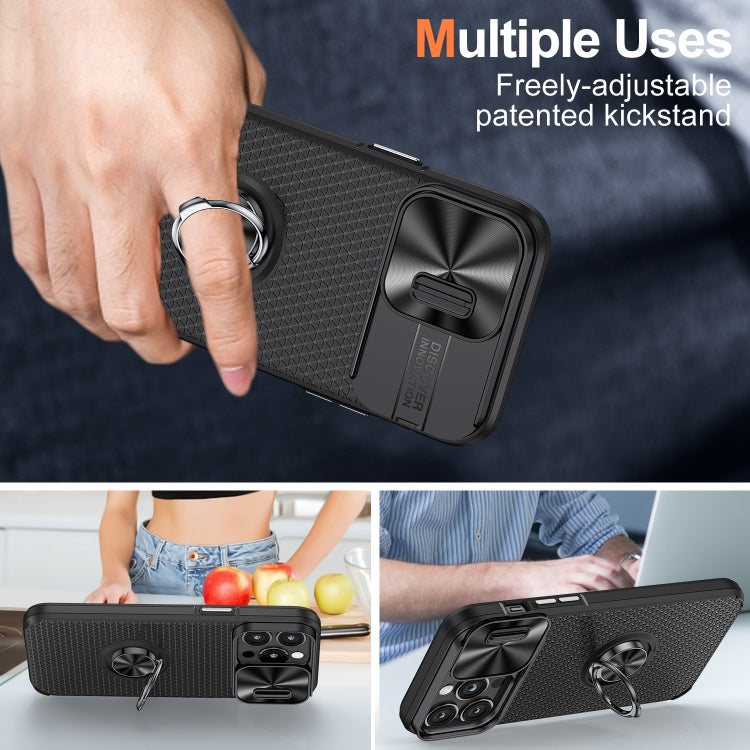 For iPhone 14 Pro Sliding Camshield Armor Phone Case with Ring Holder