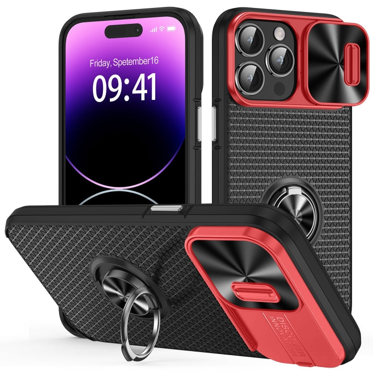 For iPhone 14 Pro Sliding Camshield Armor Phone Case with Ring Holder