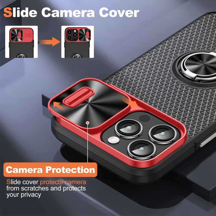 For iPhone 14 Pro Sliding Camshield Armor Phone Case with Ring Holder