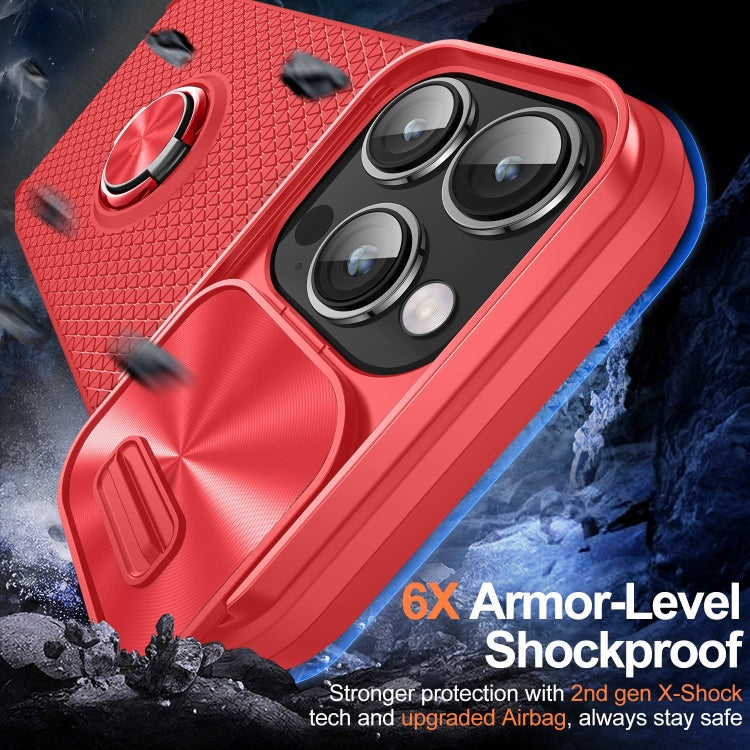 For iPhone 14 Pro Sliding Camshield Armor Phone Case with Ring Holder