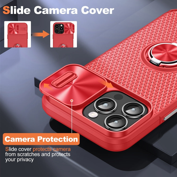 For iPhone 14 Pro Sliding Camshield Armor Phone Case with Ring Holder