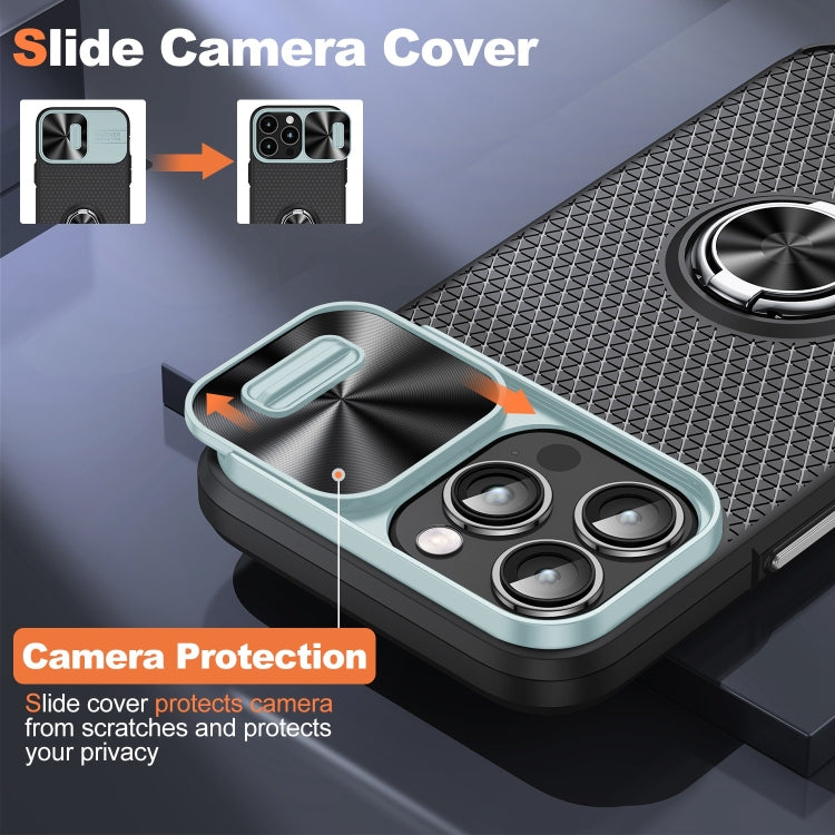 For iPhone 14 Pro Sliding Camshield Armor Phone Case with Ring Holder