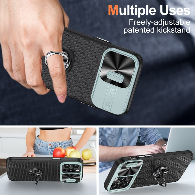 For iPhone 14 Pro Sliding Camshield Armor Phone Case with Ring Holder