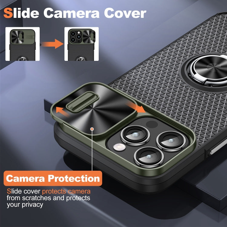 For iPhone 14 Pro Sliding Camshield Armor Phone Case with Ring Holder