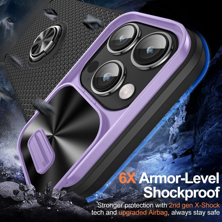 For iPhone 14 Pro Sliding Camshield Armor Phone Case with Ring Holder