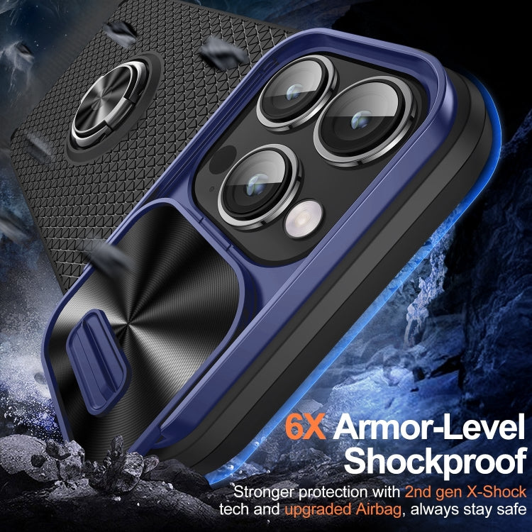 For iPhone 14 Pro Max Sliding Camshield Armor Phone Case with Ring Holder