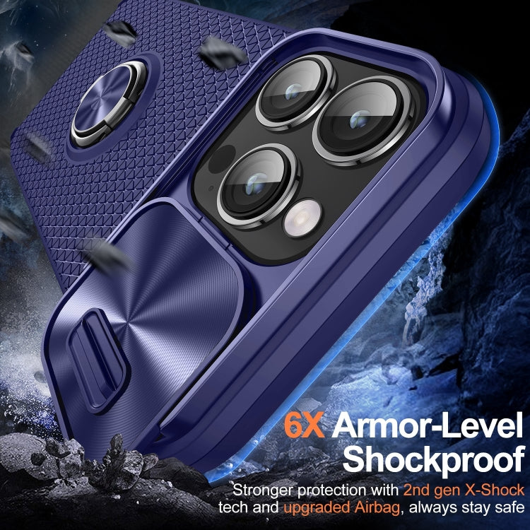 For iPhone 14 Pro Max Sliding Camshield Armor Phone Case with Ring Holder