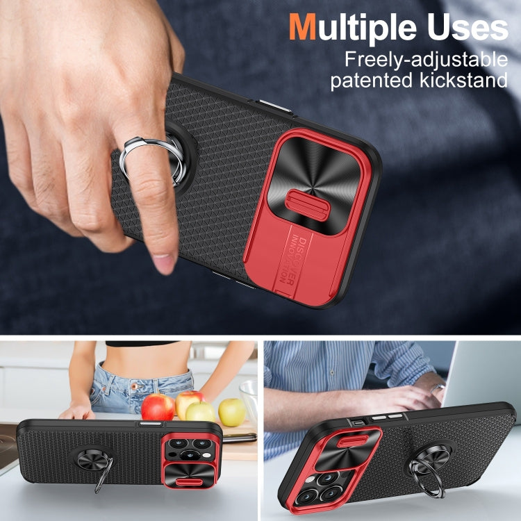 For iPhone 14 Pro Max Sliding Camshield Armor Phone Case with Ring Holder