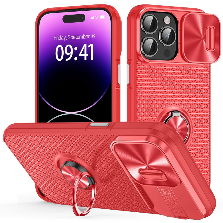 For iPhone 14 Pro Max Sliding Camshield Armor Phone Case with Ring Holder