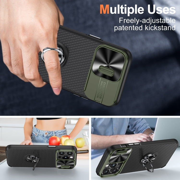 For iPhone 14 Pro Max Sliding Camshield Armor Phone Case with Ring Holder