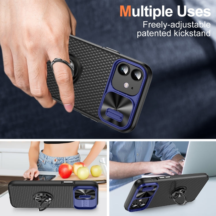 For iPhone 13 Sliding Camshield Armor Phone Case with Ring Holder