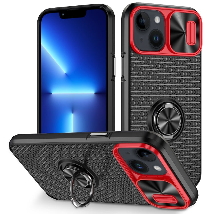For iPhone 13 Sliding Camshield Armor Phone Case with Ring Holder