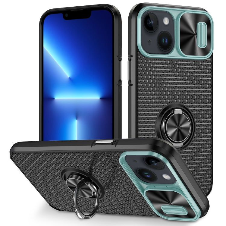 For iPhone 13 Sliding Camshield Armor Phone Case with Ring Holder
