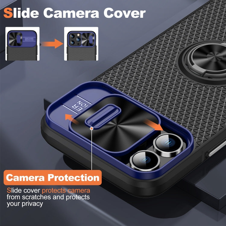 For iPhone 13 Pro Sliding Camshield Armor Phone Case with Ring Holder