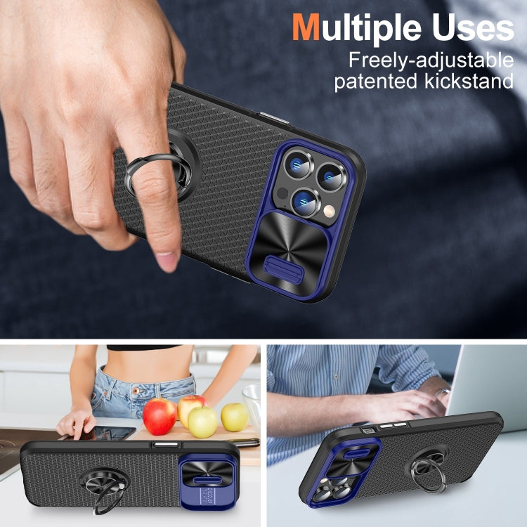 For iPhone 13 Pro Sliding Camshield Armor Phone Case with Ring Holder