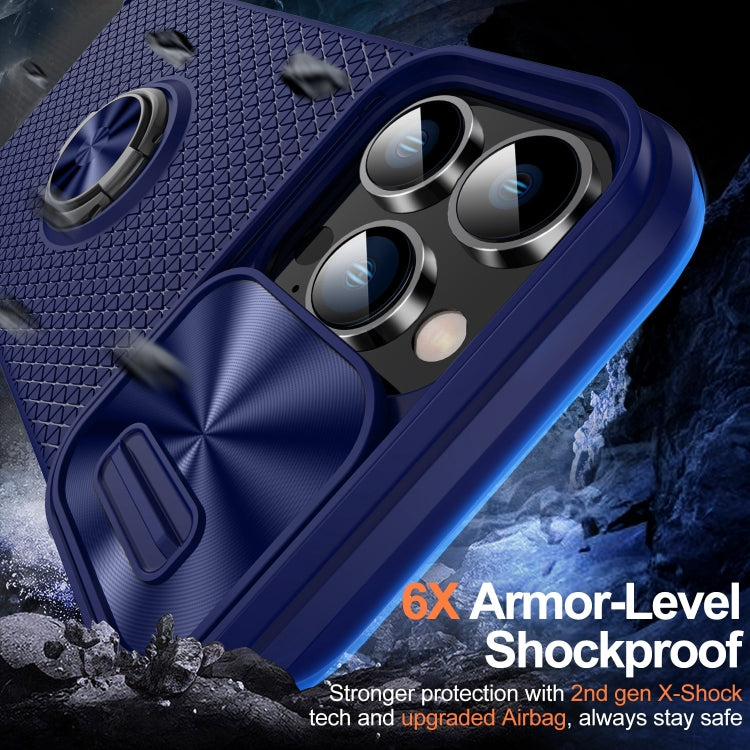 For iPhone 13 Pro Sliding Camshield Armor Phone Case with Ring Holder