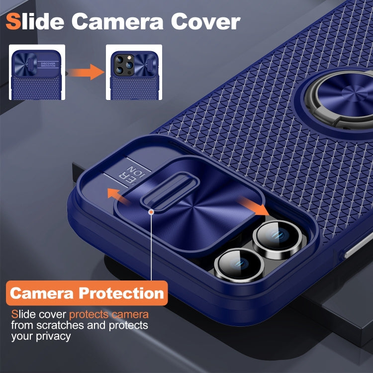 For iPhone 13 Pro Sliding Camshield Armor Phone Case with Ring Holder