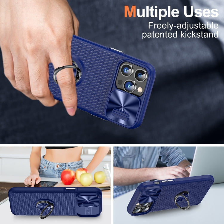 For iPhone 13 Pro Sliding Camshield Armor Phone Case with Ring Holder