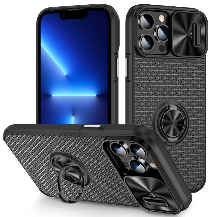 For iPhone 13 Pro Sliding Camshield Armor Phone Case with Ring Holder