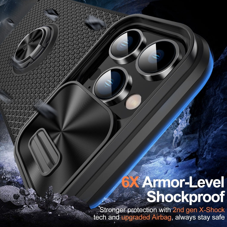 For iPhone 13 Pro Sliding Camshield Armor Phone Case with Ring Holder