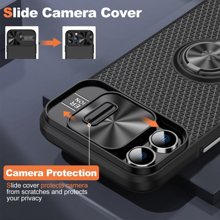 For iPhone 13 Pro Sliding Camshield Armor Phone Case with Ring Holder