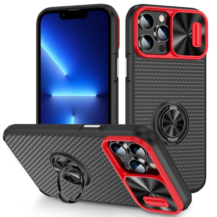 For iPhone 13 Pro Sliding Camshield Armor Phone Case with Ring Holder