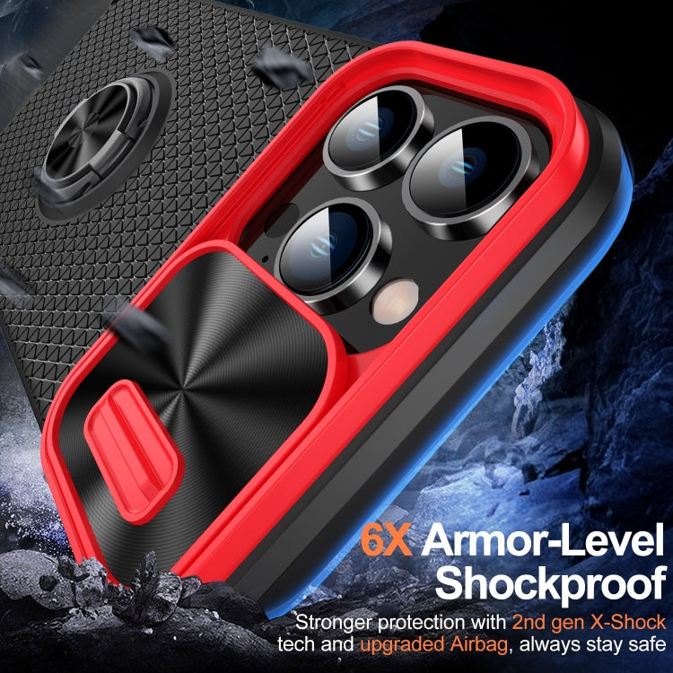 For iPhone 13 Pro Sliding Camshield Armor Phone Case with Ring Holder