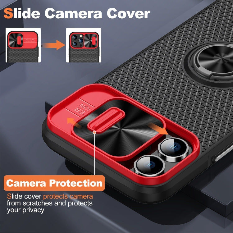 For iPhone 13 Pro Sliding Camshield Armor Phone Case with Ring Holder