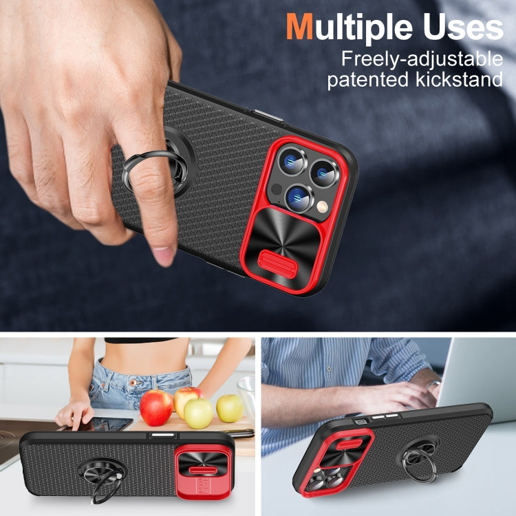 For iPhone 13 Pro Sliding Camshield Armor Phone Case with Ring Holder