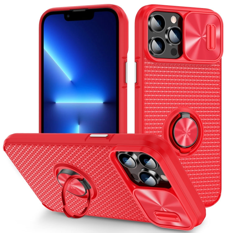 For iPhone 13 Pro Sliding Camshield Armor Phone Case with Ring Holder