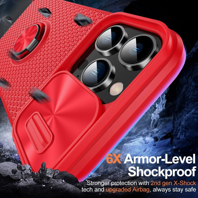 For iPhone 13 Pro Sliding Camshield Armor Phone Case with Ring Holder