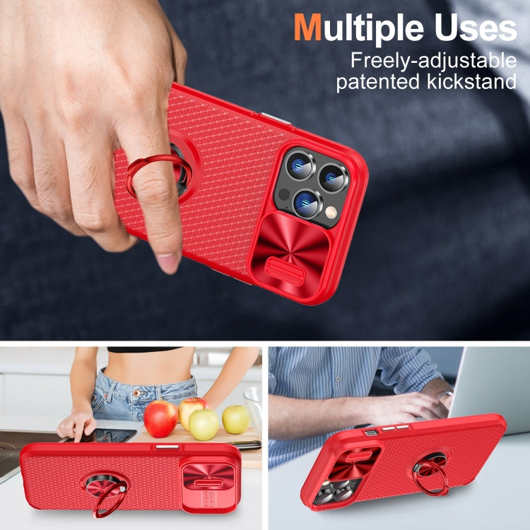 For iPhone 13 Pro Sliding Camshield Armor Phone Case with Ring Holder