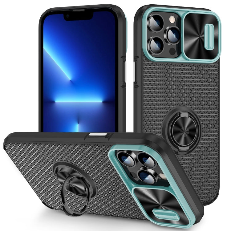 For iPhone 13 Pro Sliding Camshield Armor Phone Case with Ring Holder