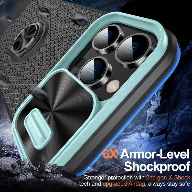 For iPhone 13 Pro Sliding Camshield Armor Phone Case with Ring Holder