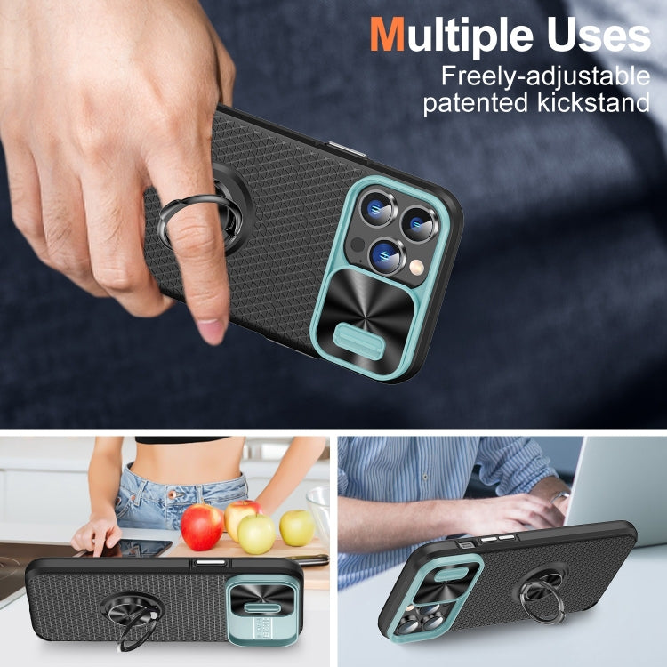 For iPhone 13 Pro Sliding Camshield Armor Phone Case with Ring Holder