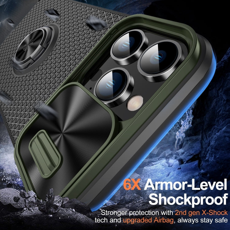 For iPhone 13 Pro Sliding Camshield Armor Phone Case with Ring Holder