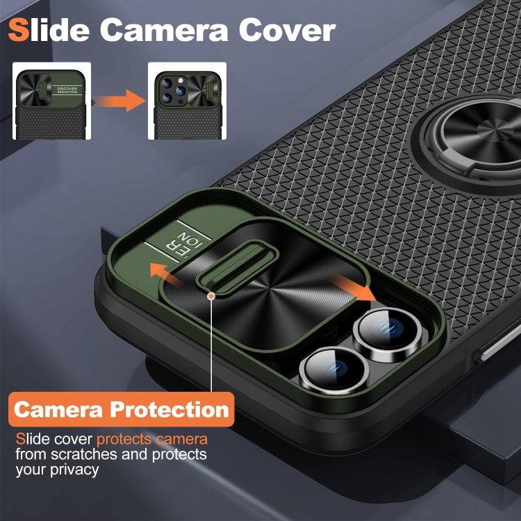For iPhone 13 Pro Sliding Camshield Armor Phone Case with Ring Holder